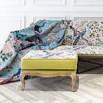 Банкетка из массива бука с изображением птиц и цветов Beige Green Chinoiserie Garden Banquette варинант исполнения - 3 | Loft Concept в Ижевске