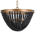 Люстра с подвесками в виде круглых деревянных черных бусин Black Wooden Beads Chandelier варинант исполнения - 1 | Loft Concept в Ижевске