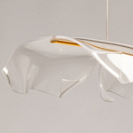 Люстра линейная с 3-мя белыми волнистыми плафонами Wave Line варинант исполнения - 8 | Loft Concept в Ижевске