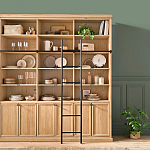 Книжный шкаф из массива сосны с металлической лестницей Burton Wood Cabinet варинант исполнения - 8 | Loft Concept в Ижевске