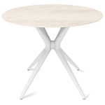 Стол обеденный с круглой столешницей из керамики на четырех белых ножках Sand Ceramics варинант исполнения - 1 | Loft Concept в Ижевске