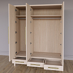 Большой Шкаф Primo Светлый дуб с 3 дверьми и 3 выдвижными ящиками варинант исполнения - 6 | Loft Concept в Ижевске