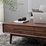 Кофейный стол из массива дерева с выдвижными ящиками Coffee Walnut Table варинант исполнения - 5 | Loft Concept в Ижевске