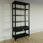 Стеллаж Elsa Dreams Black со стеклянными полками и ящиком варинант исполнения - 1 | Loft Concept в Ижевске