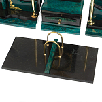 Настольный письменный набор из змеевика тёмно-зелёного цвета с декором в виде орла Successful Leader варинант исполнения - 4 | Loft Concept в Ижевске