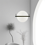 Светодиодный подвесной светильник круглой формы с металлическим черным каркасом Marble Glow варинант исполнения - 5 | Loft Concept в Ижевске