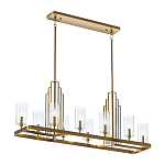 Люстра прямоугольная цвета латунь с прозрачными рифлеными цилиндрическими плафонами Kichler варинант исполнения - 2 | Loft Concept в Ижевске