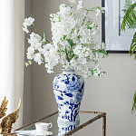 Ваза с бело-синей росписью и изображением цветов Blue & White Ornament варинант исполнения - 4 | Loft Concept в Ижевске