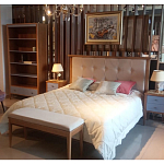 Кровать из массива бука с мягким изголовьем Tasteful Furniture варинант исполнения - 2 | Loft Concept в Ижевске