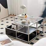 Дизайнерский журнальный стол квадратный с полками Akydy варинант исполнения - 1 | Loft Concept в Ижевске