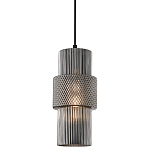 Подвесной светильник со стеклянным рифленым плафоном цилиндрической формы Eliara 13 варинант исполнения - 9 | Loft Concept в Ижевске