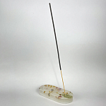 Подставка под благовония из эпоксидной смолы с цветами белая Epoxy Resin Flowers Incense Oval Stand White варинант исполнения - 3 | Loft Concept в Ижевске