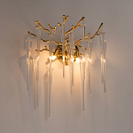 Бра золотого цвета с разветвленными ветвями и длинными прозрачными подвесками в форме стеклянных сосулек Droplet Chandelier варинант исполнения - 2 | Loft Concept в Ижевске