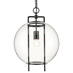 Подвесной светильник в форме шара из прозрачного стекла на линейном черном каркасе  Glass Ball with Seeds варинант исполнения - 2 | Loft Concept в Ижевске