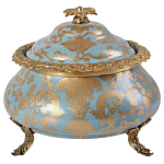 Шкатулка голубого цвета с золотым растительным узором Eden Garden варинант исполнения - 1 | Loft Concept в Ижевске