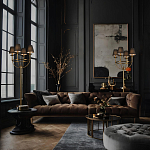 Настольная лампа на металлическом основании бронзового цвета с 4-мя черными конусовидными абажурами Dignity варинант исполнения - 5 | Loft Concept в Ижевске