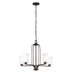 Люстра бронзового цвета с 5-ю матовыми стеклянными плафонами Generation Lighting варинант исполнения - 2 | Loft Concept в Ижевске