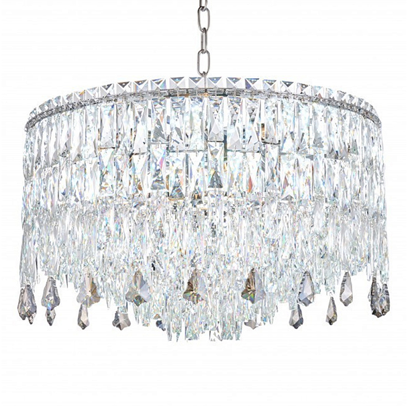 Люстра круглая с хрустальными подвесками на серебряном каркасе Roul Crystal Light Хром Прозрачный Люстра круглая с хрустальными подвесками на серебряном каркасе Roul Crystal Light Хром Прозрачный в Ижевске | Loft Concept