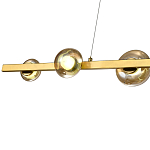 Люстра светодиодная линейная с 6-ю круглыми плафонами коньячного цвета Iona Chandelier Brass  варинант исполнения - 2 | Loft Concept в Ижевске