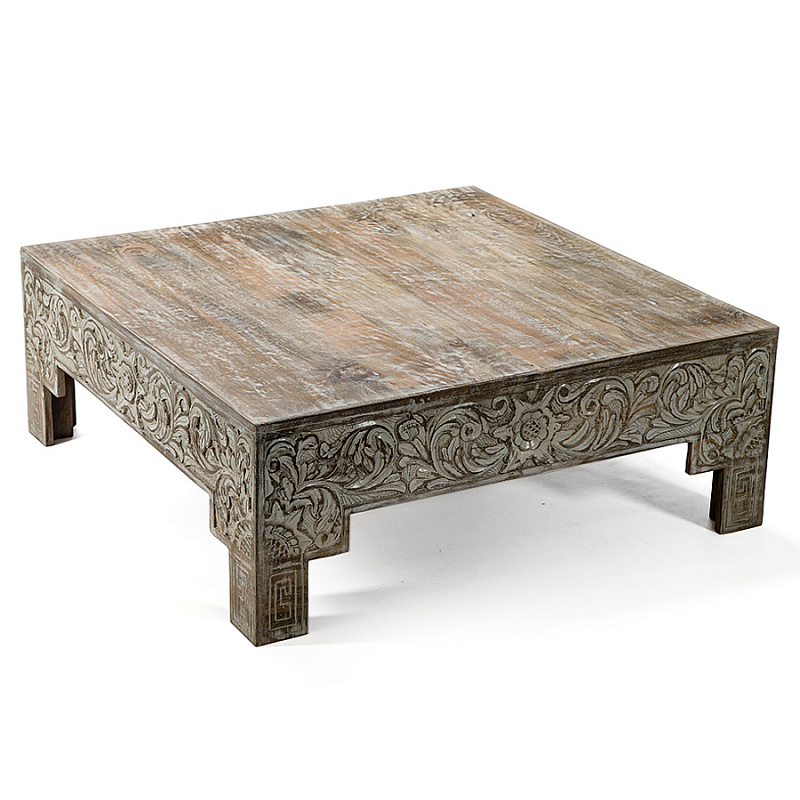 Кофейный стол Carved Сoffee table ручная резьба по дереву Коричневый винтаж в Ижевске | Loft Concept 