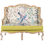 Диван из натурального бука бежевый с изображением птиц и цветов Beige Green Chinoiserie Garden Sofa варинант исполнения - 7 | Loft Concept в Ижевске