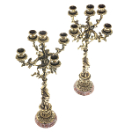 Подсвечники из бронзы на 10 свечей на подставке из камня креноид Stone Candlestick варинант исполнения - 2 | Loft Concept в Ижевске