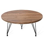 Стол журнальный c коричневой круглой столешницей на трех металлических ножках Charm Coffee Table варинант исполнения - 1 | Loft Concept в Ижевске