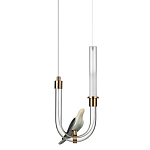 Подвесной светильник с декоративной фигуркой птицы на прозрачной изогнутой трубке Ganthea варинант исполнения - 1 | Loft Concept в Ижевске