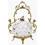 Конфетница с бронзовой ручкой и фарфоровой птичкой на крышке Eden Garden варинант исполнения - 1 | Loft Concept в Ижевске