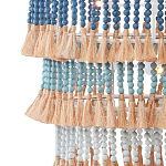 Люстра трехъярусная с декором из круглых деревянных бусин с кисточками Blue Wooden Beads Chandelier варинант исполнения - 2 | Loft Concept в Ижевске