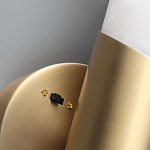 Бра с вытянутым цилиндрическим плафоном из белого алебастра на круглом основании Латунь Cryptocrystalline Stone варинант исполнения - 3 | Loft Concept в Ижевске