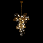 Люстра подвесная вытянутой формы с плафонами из стекла и металла с двумя вертикальными подвесками Gilded Mirage  варинант исполнения - 3 | Loft Concept в Ижевске