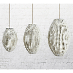 Подвесной светильник вертикальной овальной формы украшенный белыми круглыми бусинами Gradient Oval Pendant Lamp White варинант исполнения - 1 | Loft Concept в Ижевске