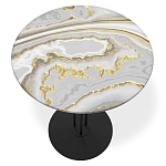 Стол журнальный с круглой столешницей из стекла Gray and Gold Marble варинант исполнения - 2 | Loft Concept в Ижевске