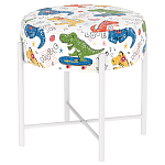 Пуф детский круглый с принтом на 4-х белых ножках Dinosaurs CHILDHOOD варинант исполнения - 1 | Loft Concept в Ижевске