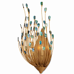 Бра настенное золотое с декором из бирюзовых элементов Peacock Tail варинант исполнения - 2 | Loft Concept в Ижевске
