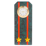 Часы погон ВС подарочные настольные из натурального камня Змеевик Military Clock варинант исполнения - 13 | Loft Concept в Ижевске
