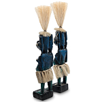 Комплект из 2-х деревянных статуэток Asmat Straw Headdress Statuettes Dark Blue варинант исполнения - 2 | Loft Concept в Ижевске