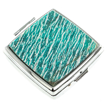 Таблетница карманная квадратная с 2-мя отделениями с зеркалом и накладкой из натурального камня Амазонит Silver Stone Pillboxes варинант исполнения - 1 | Loft Concept в Ижевске