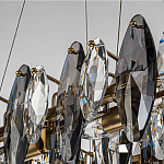 Люстра подвесная с овальными подвесками из стекла дымчатого цвета Harlow Crystal Round варинант исполнения - 3 | Loft Concept в Ижевске