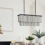 Люстра линейная прямоугольная с подвесками из натурального перламутра Nacre варинант исполнения - 5 | Loft Concept в Ижевске