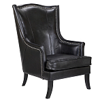 Кресло из натуральной кожи на 4-х деревянных ножках из массива бука Daniel Leather Armchair black варинант исполнения - 1 | Loft Concept в Ижевске