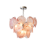 Люстра с каскадом из круглых розовых стеклянных дисков Pink Light Waterfall варинант исполнения - 2 | Loft Concept в Ижевске