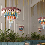 Люстра круглая с декором из разноцветных элементов в виде листьев Changing Seasons варинант исполнения - 12 | Loft Concept в Ижевске