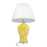 Настольная лампа желтая с изображением белых птиц Flight Among Acacia варинант исполнения - 3 | Loft Concept в Ижевске