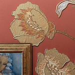 Обои с вышивкой ручной работы Deco Flowers Original colourway on wool sateen варинант исполнения - 2 | Loft Concept в Ижевске