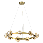 Люстра подвесная светодиодная с 9-ю круглыми плафонами коньячного цвета Iona Chandelier Brass  варинант исполнения - 1 | Loft Concept в Ижевске