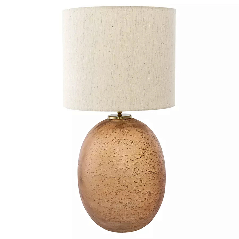 Настольная лампа с тканевым бежевым абажуром на овальном основании Beige Lampshade on Oval Base Бежевый в Ижевске | Loft Concept 