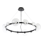 Люстра подвесная круглая с 12-ю прозрачными куполообразными плафонами и черным металлическим основанием Flos Wireline Lighting варинант исполнения - 2 | Loft Concept в Ижевске