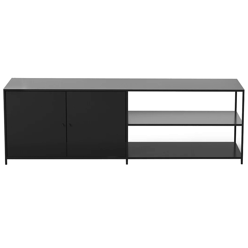 ТВ-тумба из металла с 2-мя дверцами и полками Damian Metal TV Stand Черный ТВ-тумба из металла с 2-мя дверцами и полками Damian Metal TV Stand Черный в Ижевске | Loft Concept